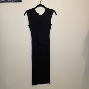 Black sleeveless midi dress